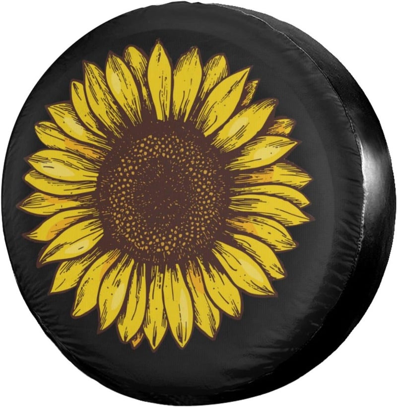 Foruidea Retro Sunflower Spare Tire Cover Dust-Proof Wheel Tire Cover Fit Trailer, RV, SUV and Many Vehicle 17 Inch - Image 1